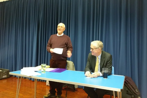 Local party Chair Brian Jupp introduces Lord Newby to local members